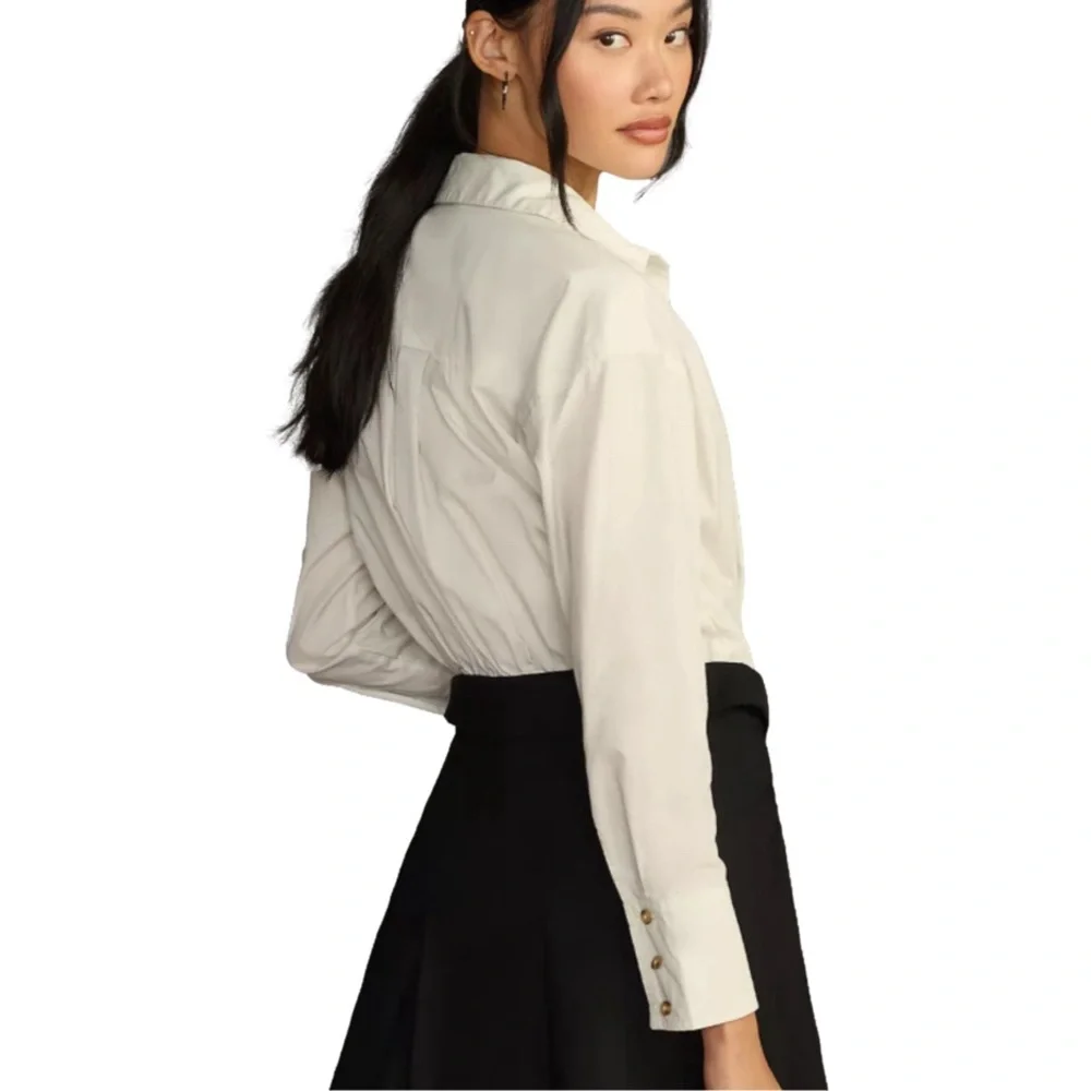 Anthropologie Women's White And Black  Buttondown Shirt Dress NWT! - Picture 2 of 9